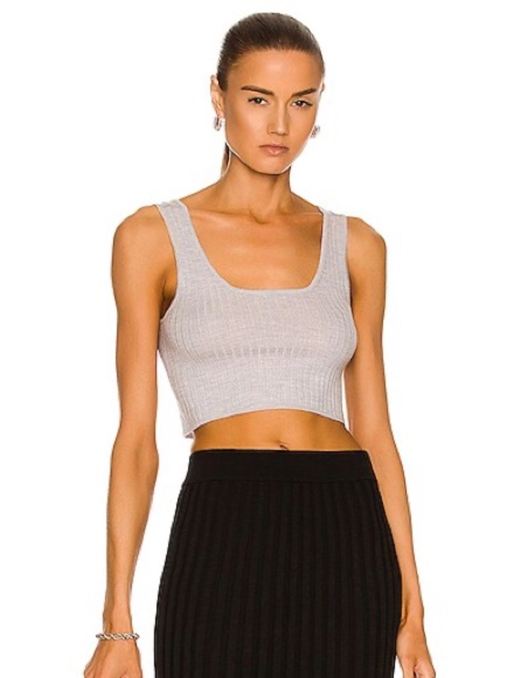 LouLou Studio || Gaiola Cashmere Bra Top Ribbed Knit Tank Gray Small